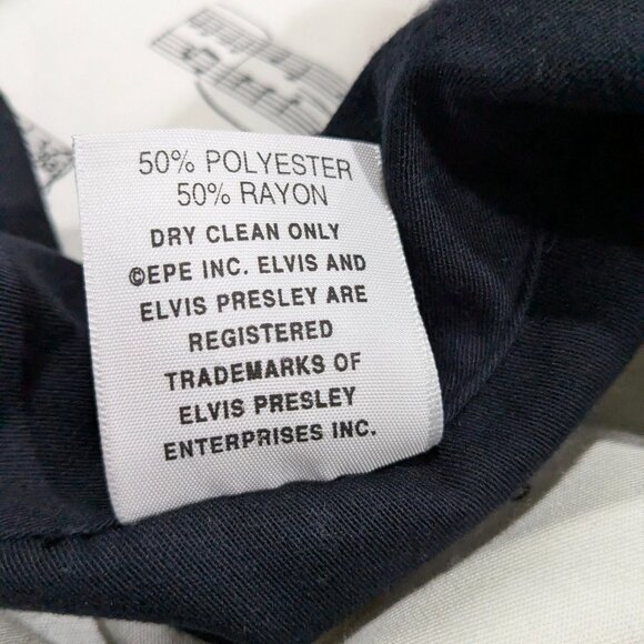 Elvis Presley's Memphis Men's Vintage Bowling Shirt, Small, Music Notes Pattern - Picture 11 of 13